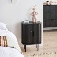 Wyld and Coco Nightstand Black - Bedside Table with Two Sliding Doors 40x30 cm