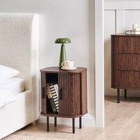 Wyld and Coco Nightstand with Sliding Doors Dark Brown MDF and Pine 40 x 30 cm