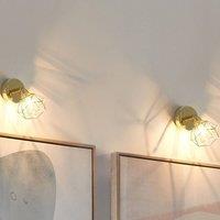Wyld and Coco Set of 2 Gold Cage Wall Lamps Adjustable Modern