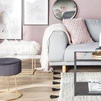 Wyld and Coco Faux Fur Footstool White - Gold Metal Base