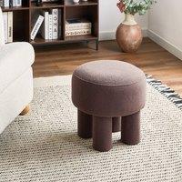 Wyld and Coco Brown Boucle Footstool Pouffe with Upholstered Legs