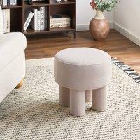 Wyld and Coco Off-White Boucle Footstool Pouffe in White