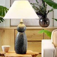 Wyld and Coco Dark Blue Ceramic Table Lamp with White Linen Shade