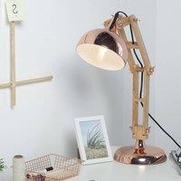 Wyld and Coco Copper and Wood Desk Lamp with Adjustable Swing Arm