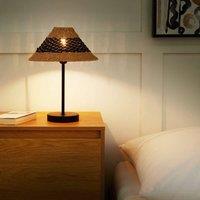 Wyld and Coco Handcrafted Paper Rope Table Lamp Beige and Black Cone Shade