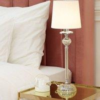 Wyld and Coco Silver Sculpted Table Lamp with White Empire Shade and Glass Accents