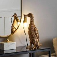 Wyld and Coco Gold Duck Table Lamp - Polyresin Glam Bedside Light