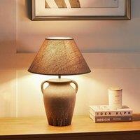 Wyld and Coco Grey Ceramic Table Lamp with Adjustable Linen Shade