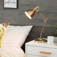 Wyld and Coco Brass Table Lamp Adjustable Arm Reading Light Round Shade in Bronze