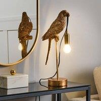 Wyld and Coco Gold Parrot Table Lamp - Polyresin Bedside Light
