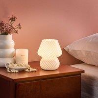 Wyld and Coco Home White Glass Table Lamp - Round Base Corded Bedside Light