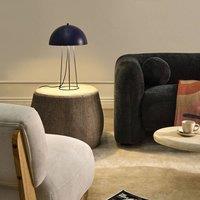 Wyld and Coco Blue Iron Two-Bulb Table Lamp Domed Shade