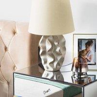 Wyld and Coco Bedside Table Lamp - Light Gold Ceramic Base Cream Fabric Shade