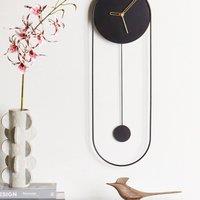 Wyld and Coco Oval Wall Clock Black Painted Steel Pendulum 20 x 62 cm