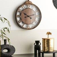 Wyld and Coco Brown 52cm Wall Clock with Glass Face and Arabic Numerals
