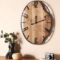 Wyld and Coco Classic Wall Clock 46 x 60 cm - Iron Frame Light Brown and Black
