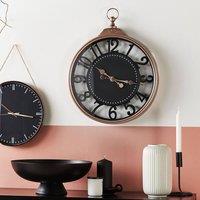Wyld and Coco 52 cm Black Wall Clock with Copper Hands Arabic Numerals Retro-Modern