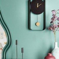 Wyld and Coco Servoz Pendulum Wall Clock Modern Black Gold Accents 21 x 40cm | Size: 21 x 40 cm
