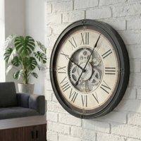 Wyld and Coco Classic Wall Clock 50 cm Black With Exposed Gears
