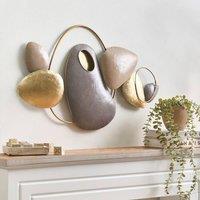 Wyld and Coco Gold Metal Wall Sculpture - Irregular Pebble Shape Horizontal Accent