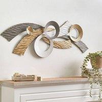 Wyld and Coco Gold Metal Wall Art - Modern Glam Horizontal Accent