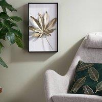 Wyld and Coco Gold Leaf Metal Wall Art - Vertical Botanical Decor in White