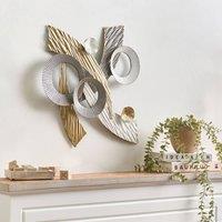 Wyld and Coco Gilded Aura Gold Metal Wall Decor Interlocking Circles Sculpture