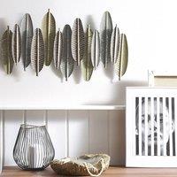 Wyld and Coco Feathers Wall Decor Gold and Silver Iron 66 x 37 cm Industrial Modern