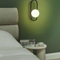 Wyld and Coco Modern Wall Lamp - Black Iron Oval Frame with Opaque Glass Globe