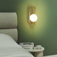 Wyld and Coco Gold Wall Lamp Iron Base Glass Shade Geometric Oval Modern Design