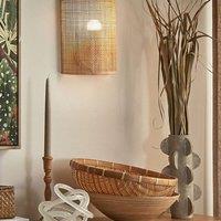 Wyld and Coco Wall Lamp Natural Rattan 25cm Half Drum Shade Boho Rustic