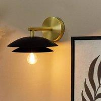 Wyld and Coco Wall Lamp Black and Gold Steel Double Cone Shade Modern Glam