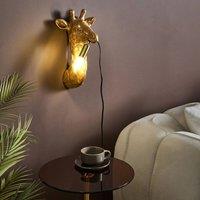 Wyld and Coco Giraffe Glam Wall Lamp Gold Polyresin Sculptural Bedside Reading
