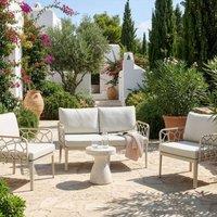 Wyld and Coco Convertible 4-Seater Garden Sofa Set - Light Beige Cushions