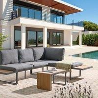 Wyld and Coco Modular Garden Corner Sofa Set 4-Seater Grey Cushions