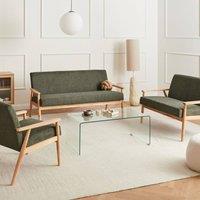 Wyld and Coco Green and Light Brown Retro Living Room Set - 3-Piece Sofa Set