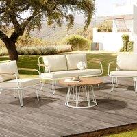 Wyld and Coco 4-Seater Garden Sofa Set - Beige Cushions Steel Frame
