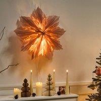 Wyld and Coco Pink Star Paper Shade Hanging Lamp - Festive Christmas Pendant