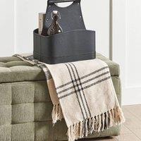 Wyld and Coco Graphite Grey Faux Leather Two Compartment Storage Basket Handmade