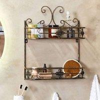 Wyld and Coco Distressed Black Metal Bathroom Wall Shelf Two Tier Vintage