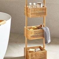 Wyld and Coco 3-Tier Bamboo Bathroom Shelf Light Brown