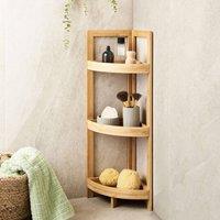 Wyld and Coco 3-Tier Corner Shelf - Light Brown