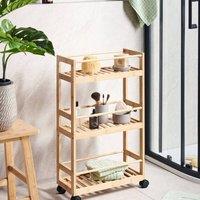 Wyld and Coco Bamboo Bliss 3-Tier Bathroom Trolley Light Brown Bamboo