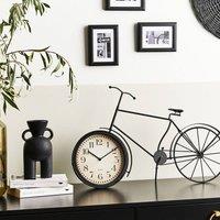 Wyld and Coco Black Metal Bicycle Table Clock 37 cm - Vintage Modern Mantel Accent