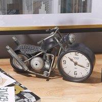 Wyld and Coco Motorcycle Table Clock Vintage Black-Silver in Black