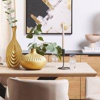 Wyld and Coco Gold Stoneware Vase 20 cm - Ribbed Decorative Tabletop Accent