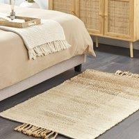 Wyld and Coco Beige Handwoven Jute Rug 80 x 150 cm with Tassels | Size: 80 cm x 150 cm