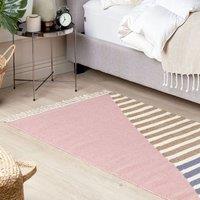 Wyld and Coco handwoven multicolour wool and jute rug 80 x 150 cm tasseled edges | Size: 80 cm x 150 cm