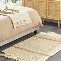 Wyld and Coco Handwoven Jute Rug Beige 80 x 150 cm with Tassels | Size: 80 cm x 150 cm