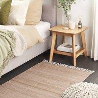 Wyld and Coco PET Area Rug Beige 80 x 150 cm Indoor Outdoor Fringe Pet Friendly | Size: 80 cm x 150 cm